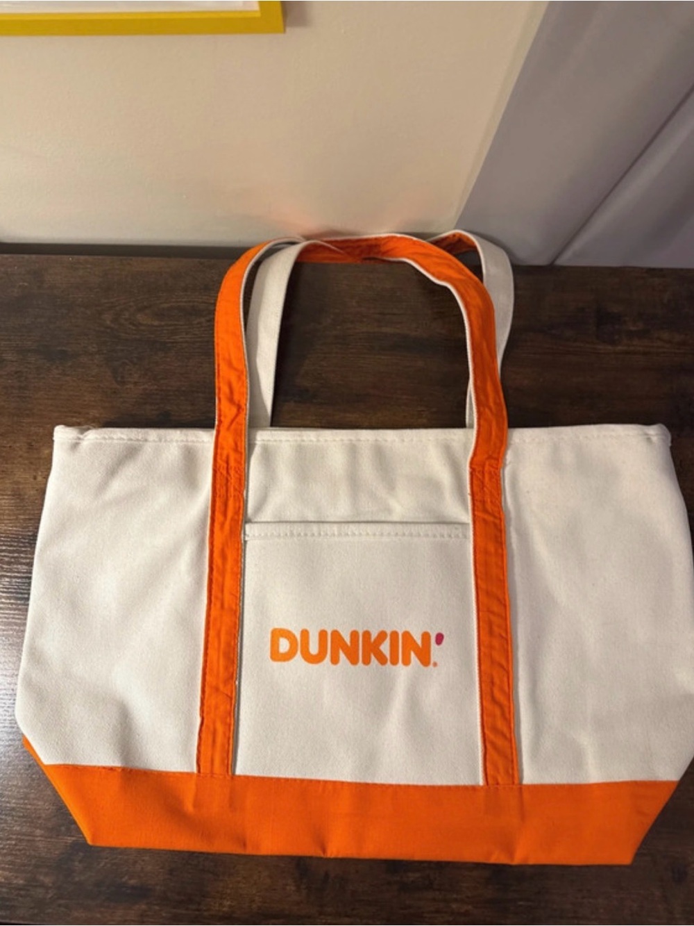 Dunkin’ White & Orange Canvas Tote Bag